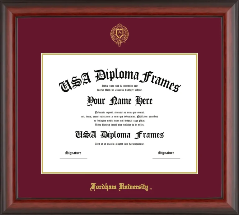 Fordham University Diploma Frame – Cherry Matte – Maroon/Gold Mat