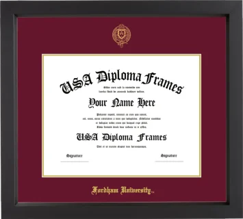 Fordham University Diploma Frame – Black Matte – Maroon/Gold Mat