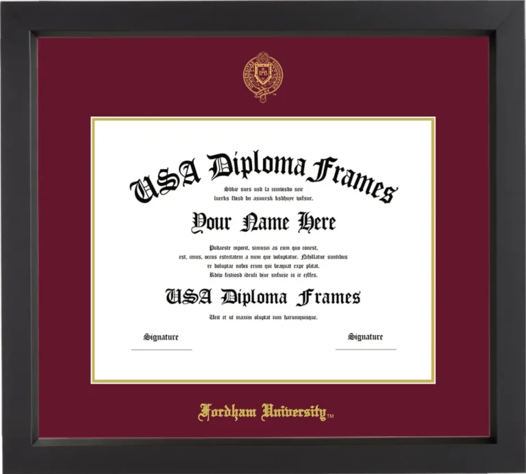 Fordham University Diploma Frame – Black Matte – Maroon/Gold Mat
