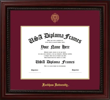 Fordham University Diploma Frame – Cherry Rope – Maroon/Gold Mat