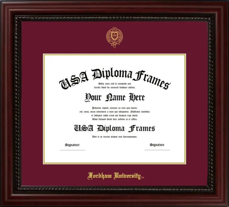 Fordham University Diploma Frame – Cherry Rope – Maroon/Gold Mat
