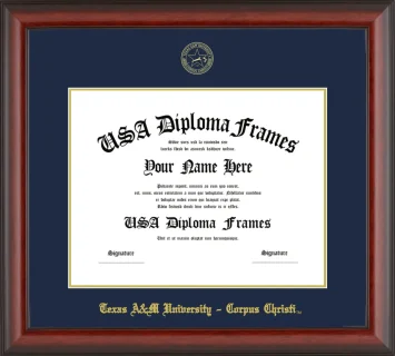 Texas A&M University – Corpus Christi Diploma Frame – Cherry Matte – Navy/Gold Mat