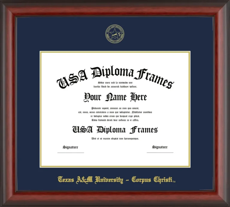 Texas A&M University – Corpus Christi Diploma Frame – Cherry Matte – Navy/Gold Mat