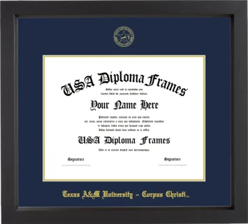 Texas A&M University – Corpus Christi Diploma Frame – Black Matte – Navy/Gold Mat