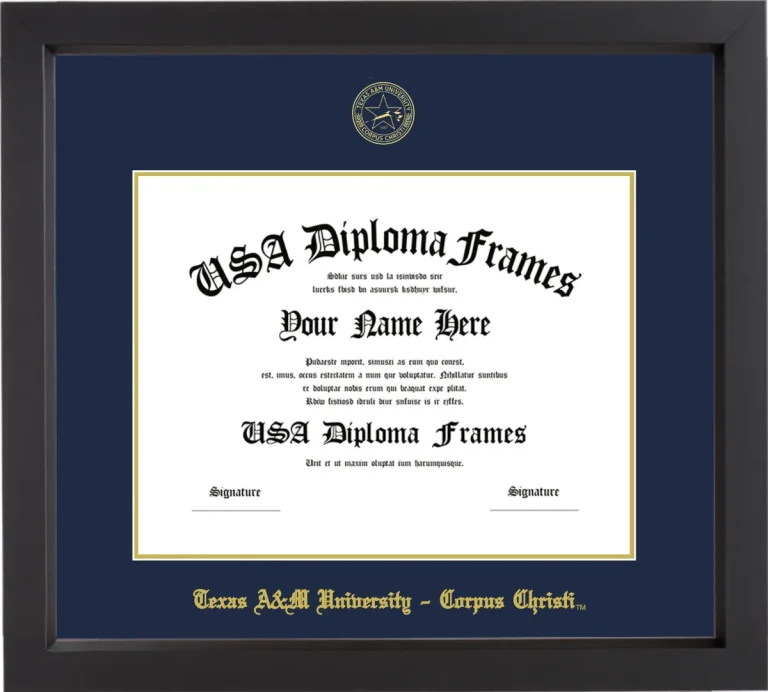 Texas A&M University – Corpus Christi Diploma Frame – Black Matte – Navy/Gold Mat