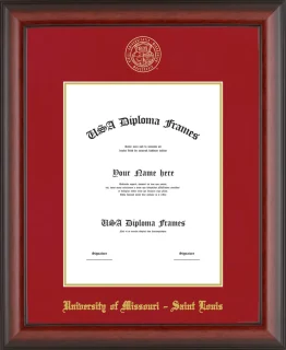 University of Missouri – Saint Louis Diploma Frame – Cherry Matte – Crimson/Gold Mat
