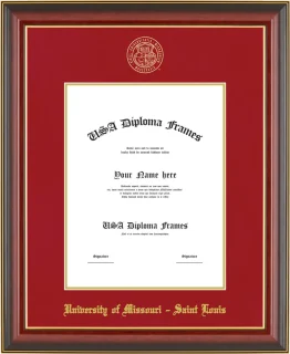 University of Missouri – Saint Louis Diploma Frame – Cherry Gold Trim – Crimson/Gold Mat