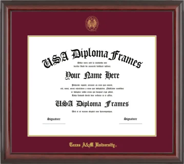 Texas A&M University Diploma Frame – Cherry Glossy – Maroon/Gold Mat