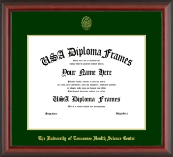 The University of Tennessee Health Science Center Diploma Frame – Cherry Matte – Winter Green Mat