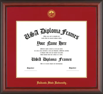 Valdosta State University Diploma Frame – Cherry Matte – Crimson/Gold Mat