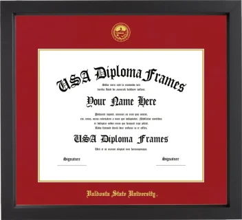 Valdosta State University Diploma Frame – Black Matte – Crimson/Gold Mat