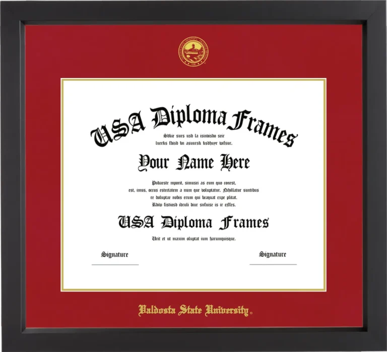 Valdosta State University Diploma Frame – Black Matte – Crimson/Gold Mat
