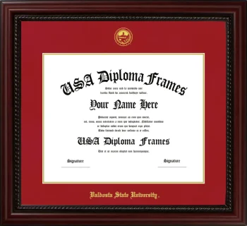 Valdosta State University Diploma Frame – Cherry Rope – Crimson/Gold Mat