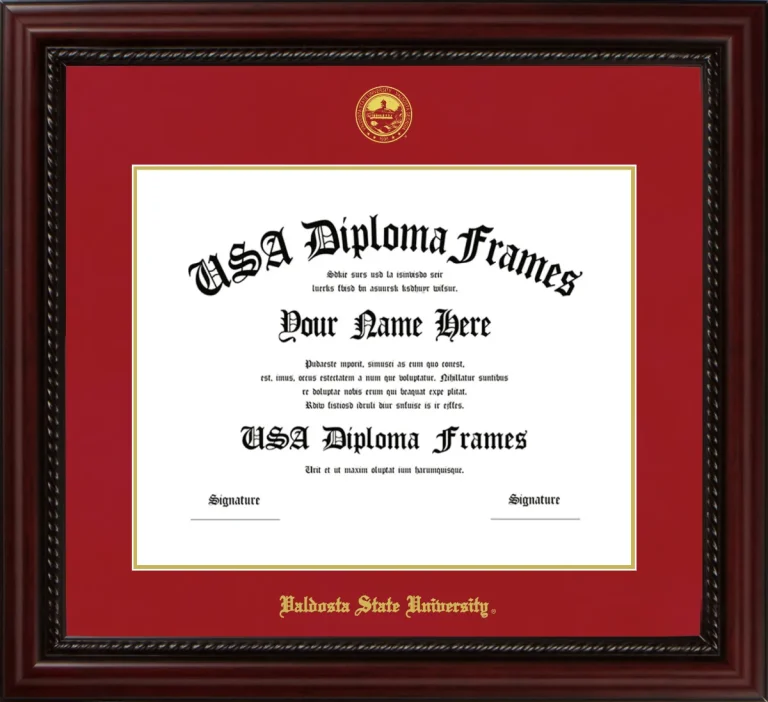 Valdosta State University Diploma Frame – Cherry Rope – Crimson/Gold Mat