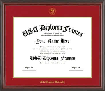 Saint Joseph’s University (PA) Diploma Frame – Cherry Glossy – Crimson/Gold Mat