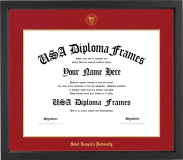 Saint Joseph’s University (PA) Diploma Frame – Black Matte – Crimson/Gold Mat