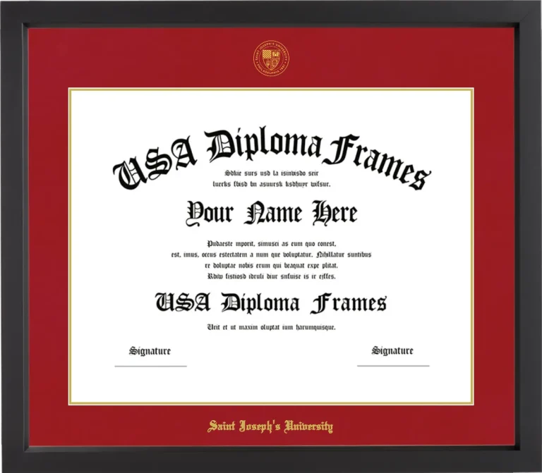 Saint Joseph’s University (PA) Diploma Frame – Black Matte – Crimson/Gold Mat