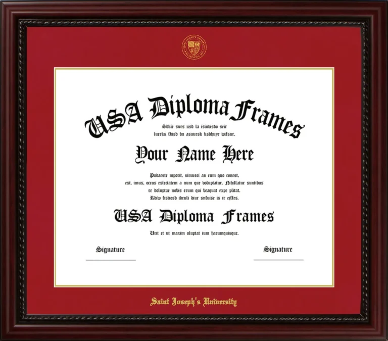 Saint Joseph’s University (PA) Diploma Frame – Cherry Rope – Crimson/Gold Mat