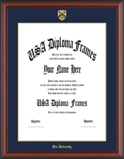 Rice University Diploma Frame – Cherry Matte – Navy/Gold Mat