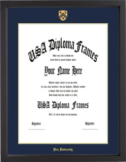 Rice University Diploma Frame – Black Matte – Navy/Gold Mat