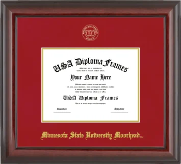 Minnesota State University Moorhead 6x8 Frame – Cherry Glossy – Crimson/Gold Mat