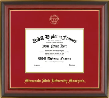 Minnesota State University Moorhead 6x8 Frame – Cherry Gold Trim – Crimson/Gold Mat