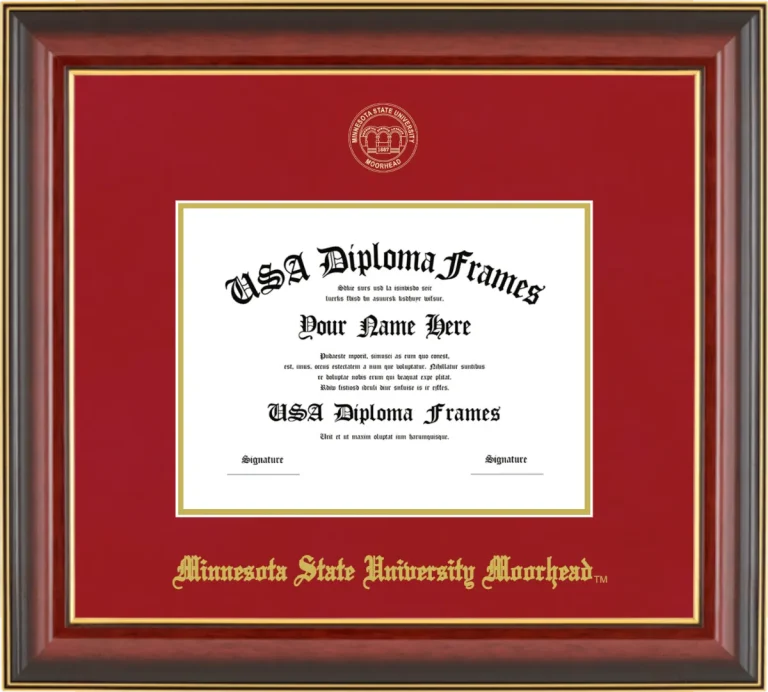 Minnesota State University Moorhead 6x8 Frame – Cherry Gold Trim – Crimson/Gold Mat