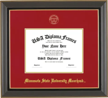 Minnesota State University Moorhead 6x8 Frame – Black Gold Trim – Crimson/Gold Mat