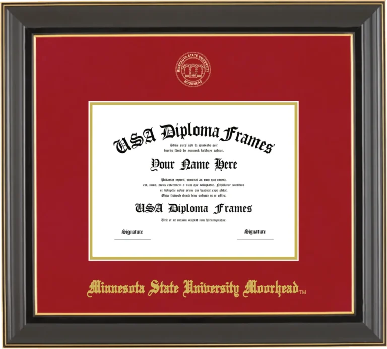 Minnesota State University Moorhead 6x8 Frame – Black Gold Trim – Crimson/Gold Mat