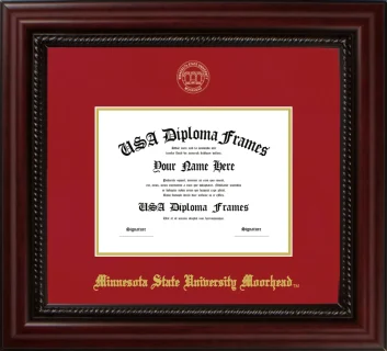 Minnesota State University Moorhead 6x8 Frame – Cherry Rope – Crimson/Gold Mat