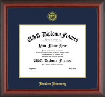 Brandeis University Diploma Frame – Cherry Matte – Navy/Gold Mat