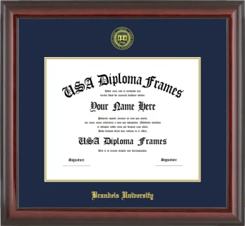 Brandeis University Diploma Frame – Cherry Glossy – Navy/Gold Mat