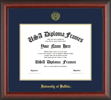 University at Buffalo Diploma Frame – Cherry Matte – Navy/Gold Mat