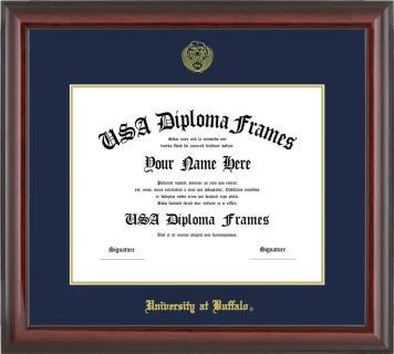 University at Buffalo Diploma Frame – Cherry Glossy – Navy/Gold Mat