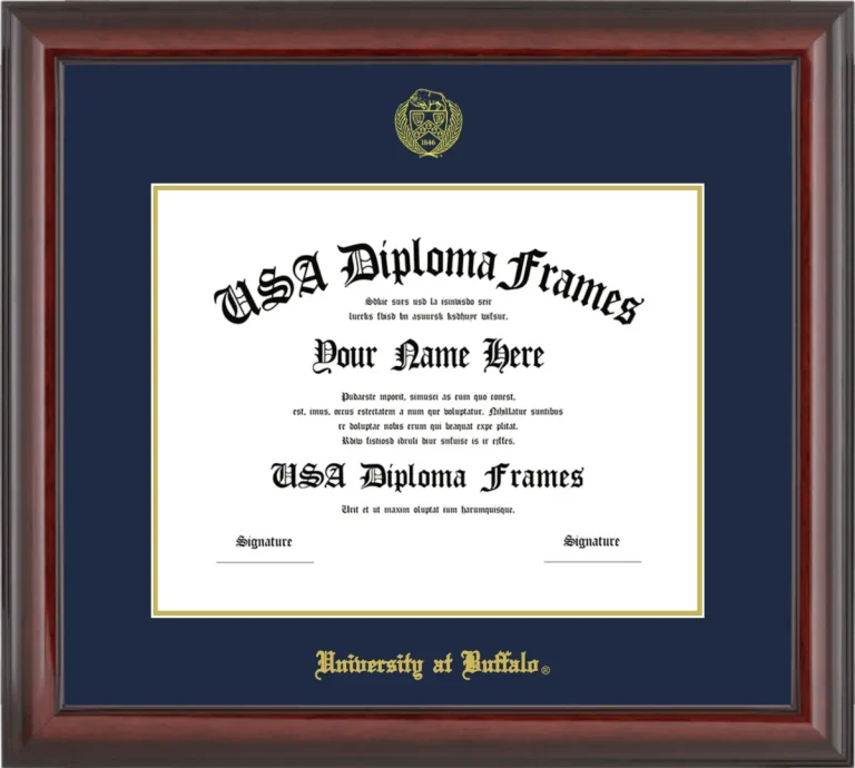 University at Buffalo Diploma Frame – Cherry Glossy – Navy/Gold Mat