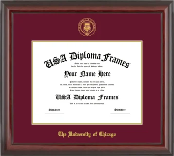 The University of Chicago Diploma Frame – Cherry Glossy – Maroon/Gold Mat