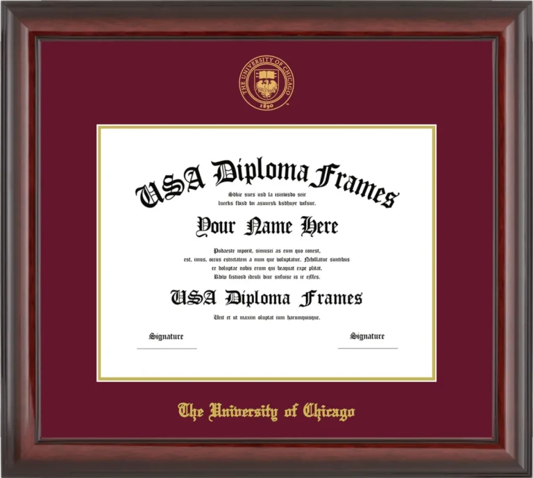 The University of Chicago Diploma Frame – Cherry Glossy – Maroon/Gold Mat