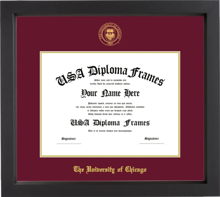 The University of Chicago Diploma Frame – Black Matte – Maroon/Gold Mat
