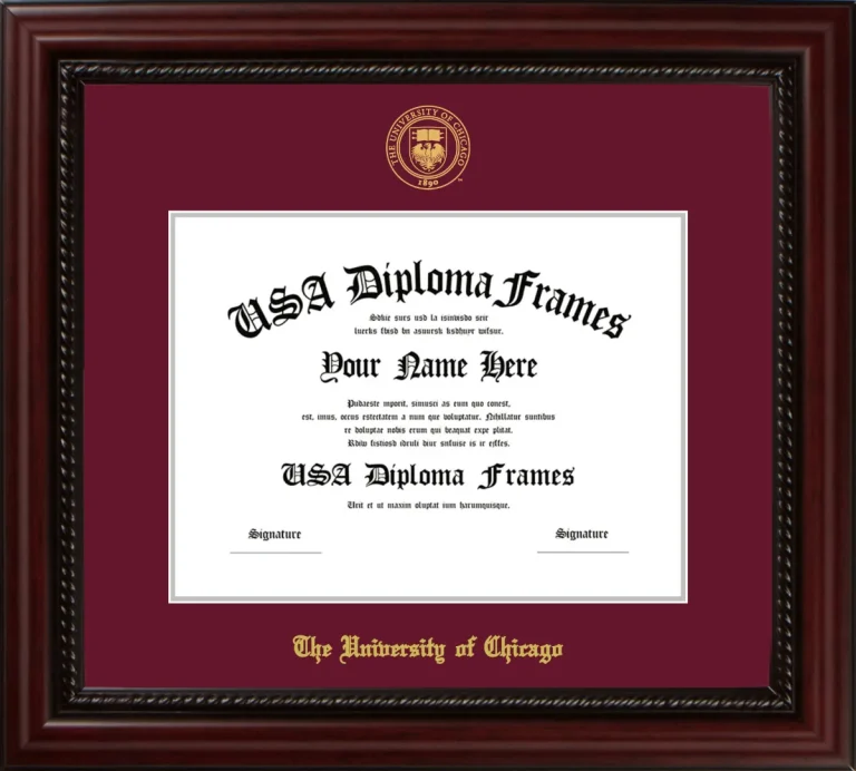 The University of Chicago Diploma Frame – Cherry Rope – Maroon/Silver Mat