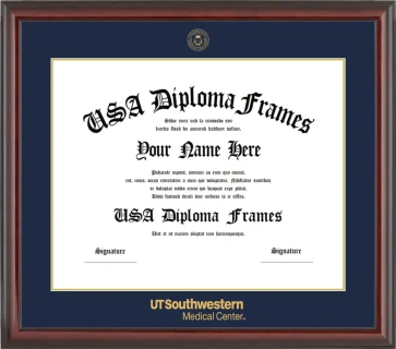 The University of Texas Southwestern Medical Center at Dallas MD Frame – Cherry Glossy – Navy/Gold Mat - & Seal Gold