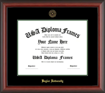 Baylor University Diploma Frame – Cherry Matte – Black/Winter Green Mat