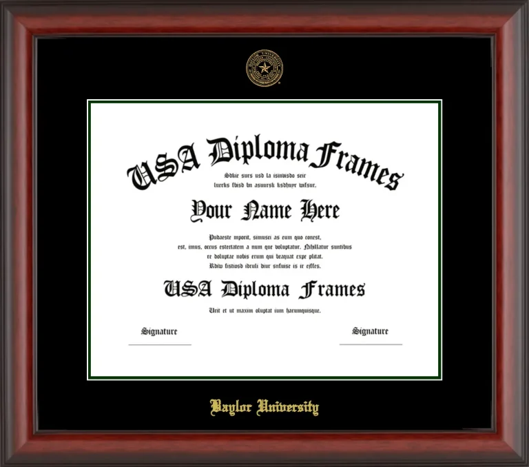 Baylor University Diploma Frame – Cherry Matte – Black/Winter Green Mat