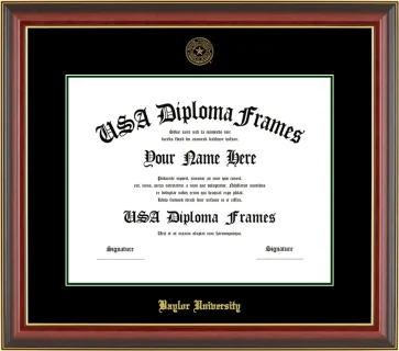 Baylor University Diploma Frame – Cherry Gold Trim – Black Mat