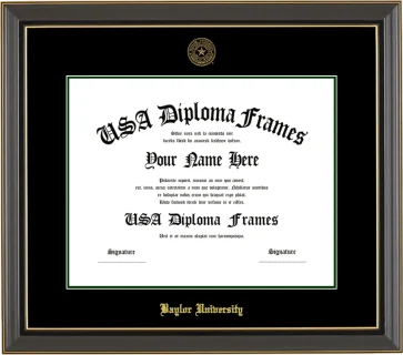 Baylor University Diploma Frame – Black Gold Trim – Black Mat