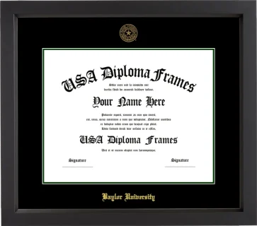 Baylor University Diploma Frame – Black Matte – Black/Winter Green Mat