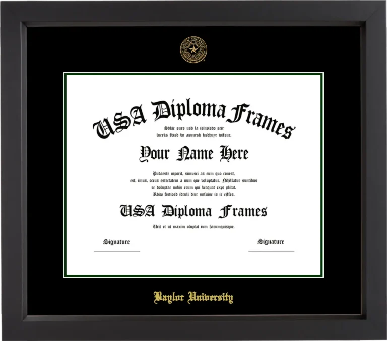 Baylor University Diploma Frame – Black Matte – Black/Winter Green Mat
