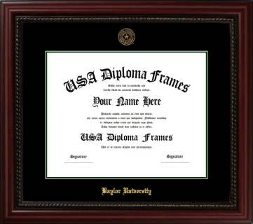 Baylor University Diploma Frame – Cherry Rope – Black/Winter Green Mat