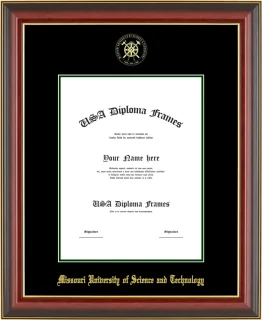 Missouri University of Science and Technology Diploma Frame – Cherry Gold Trim – Black Mat