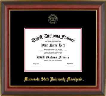Minnesota State University Moorhead 6x8 Frame – Cherry Gold Trim – Black/Crimson Mat