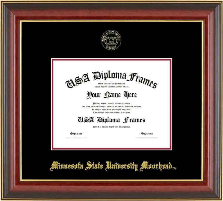 Minnesota State University Moorhead 6x8 Frame – Cherry Gold Trim – Black/Crimson Mat